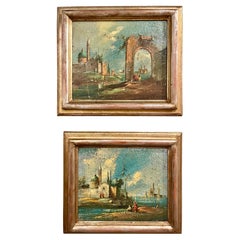 Early 20th Century Pair of Venetian Coastal Scenes After Guardi, Grand Tour