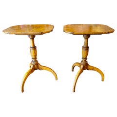 Antique Pair Figured Maple Federal Tilt Top Tables
