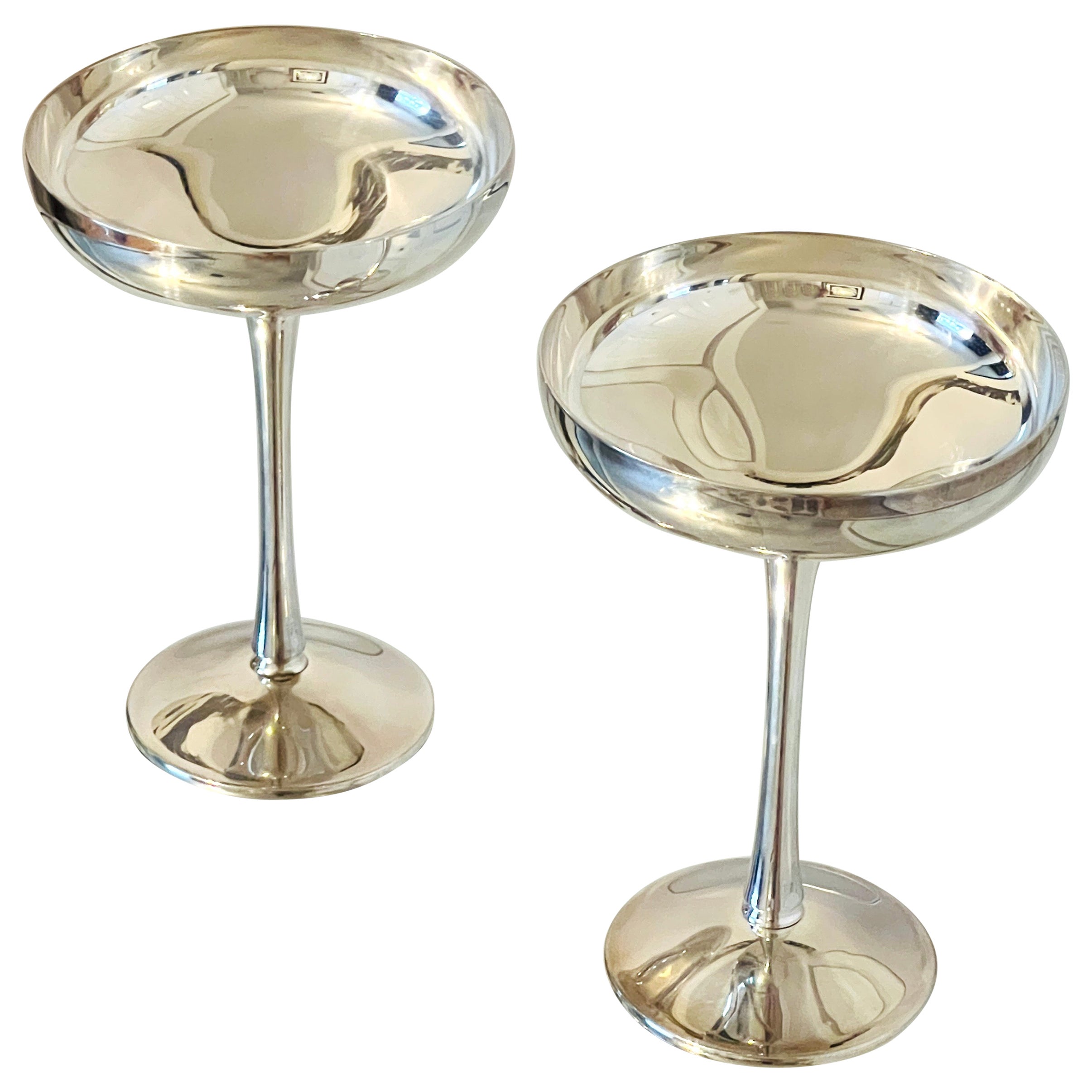 Pair of Silver Plated Champagne Coupes by Kirk-Stieff, Spain, 1980