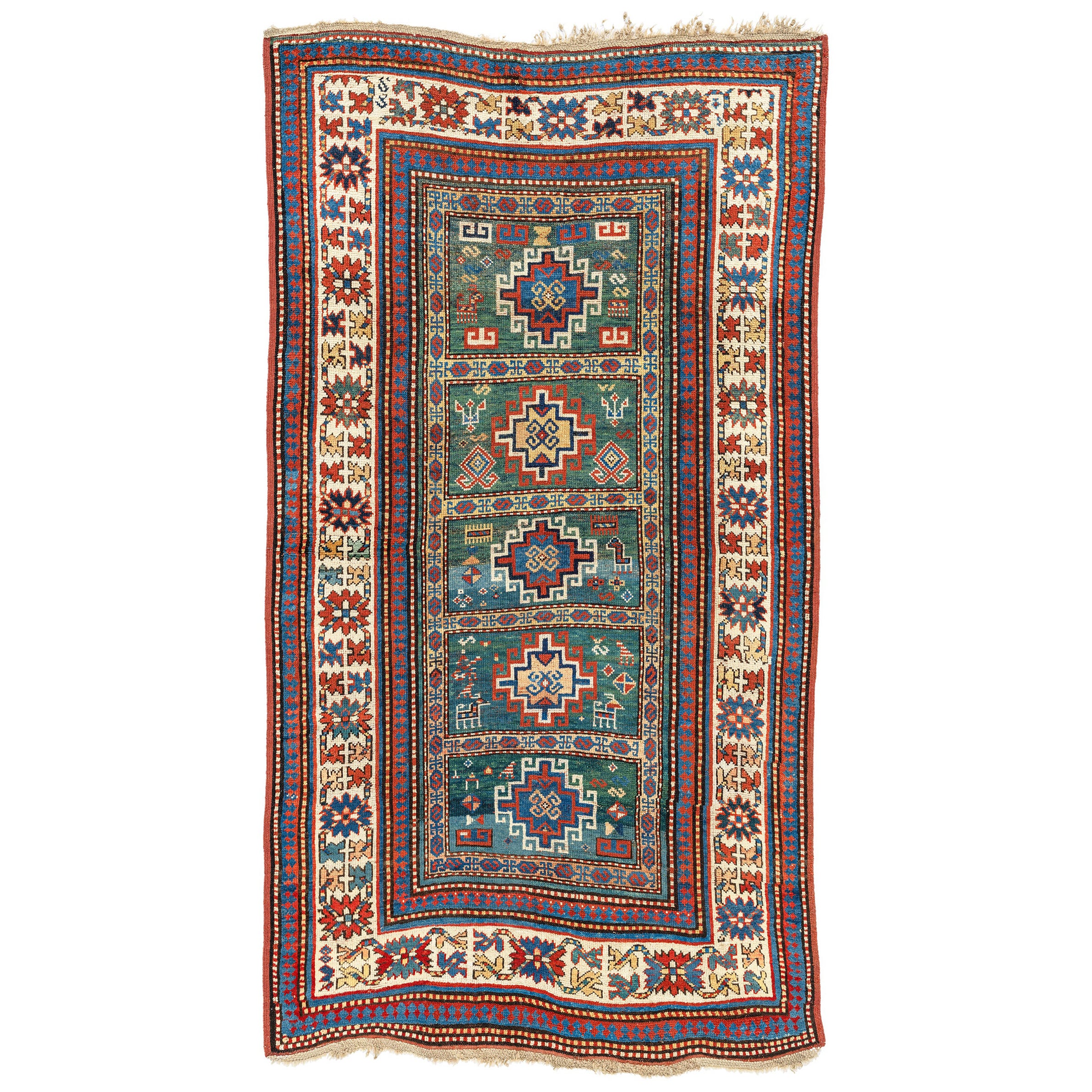 Antiker Kazak-Teppich, spätes 19. Jahrhundert