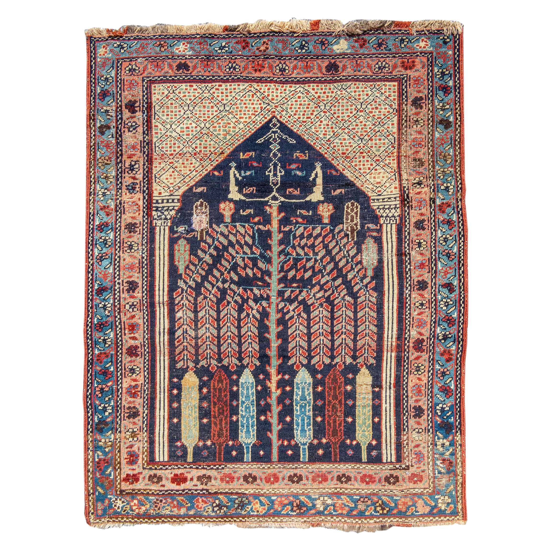 Antique Persian Bakshaish Prayer Rug, Mid-19th Century