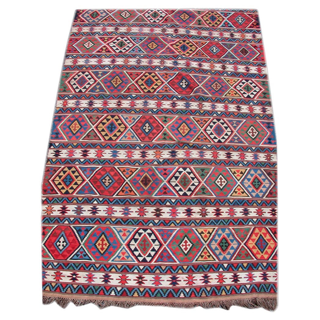 Ancien tapis caucasien Shirvan Kilim, 19e siècle