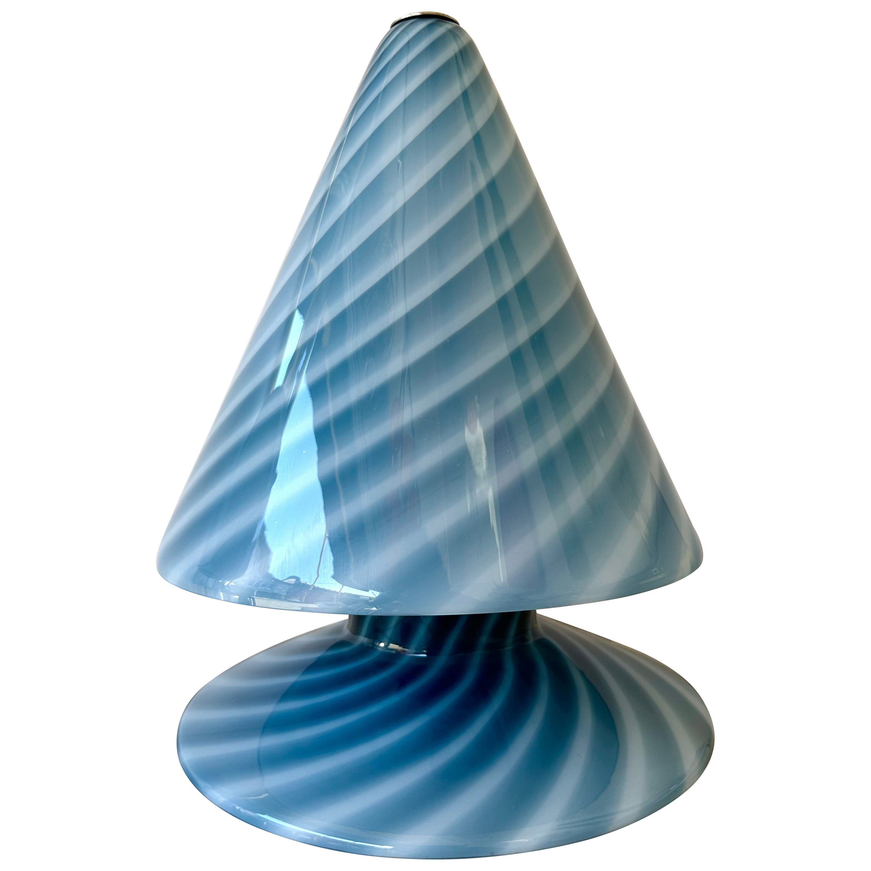 Blue Spiral Murano Glass Lamp by La Murrina, Italy, 1970s For Sale