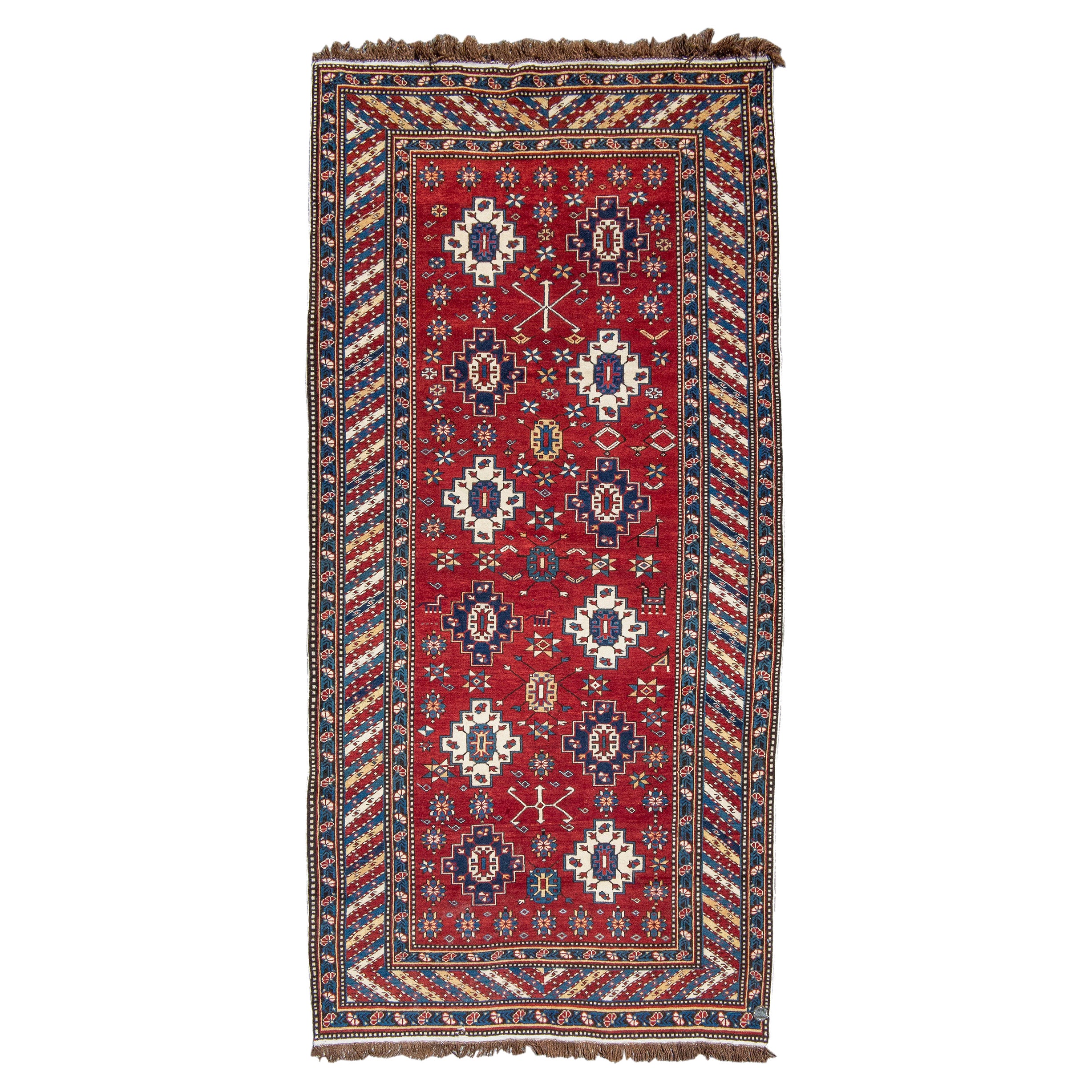 Antico tappeto lungo Shirvan, fine XIX secolo