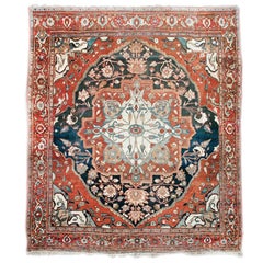 Grand tapis persan antique Serapi, 19ème siècle