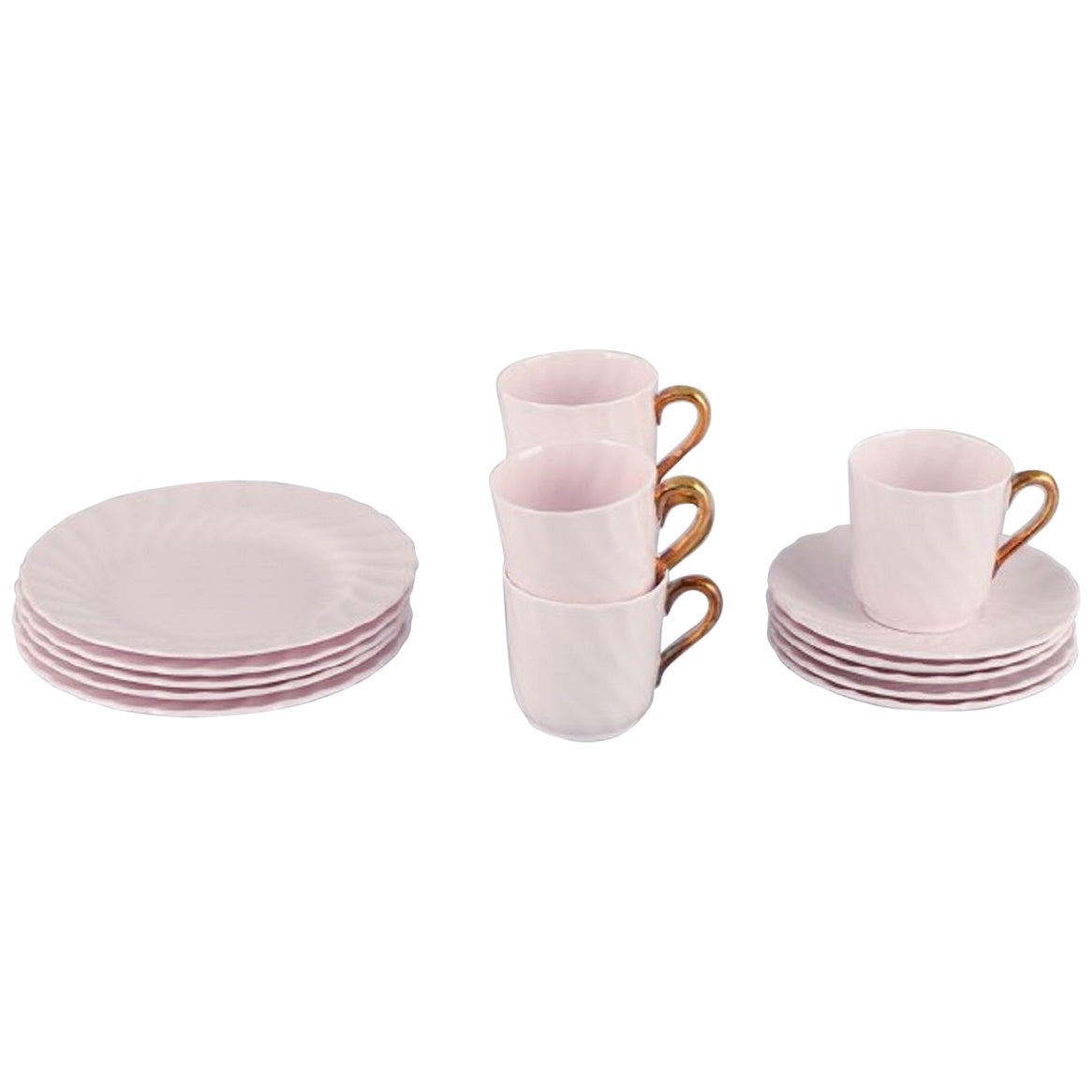 Tuscan, England, Five-Person Coffee Service in Pink Porcelain For Sale