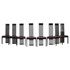 Italian Pietro Costantini Postmodern Black Dining Chairs, Set of 8