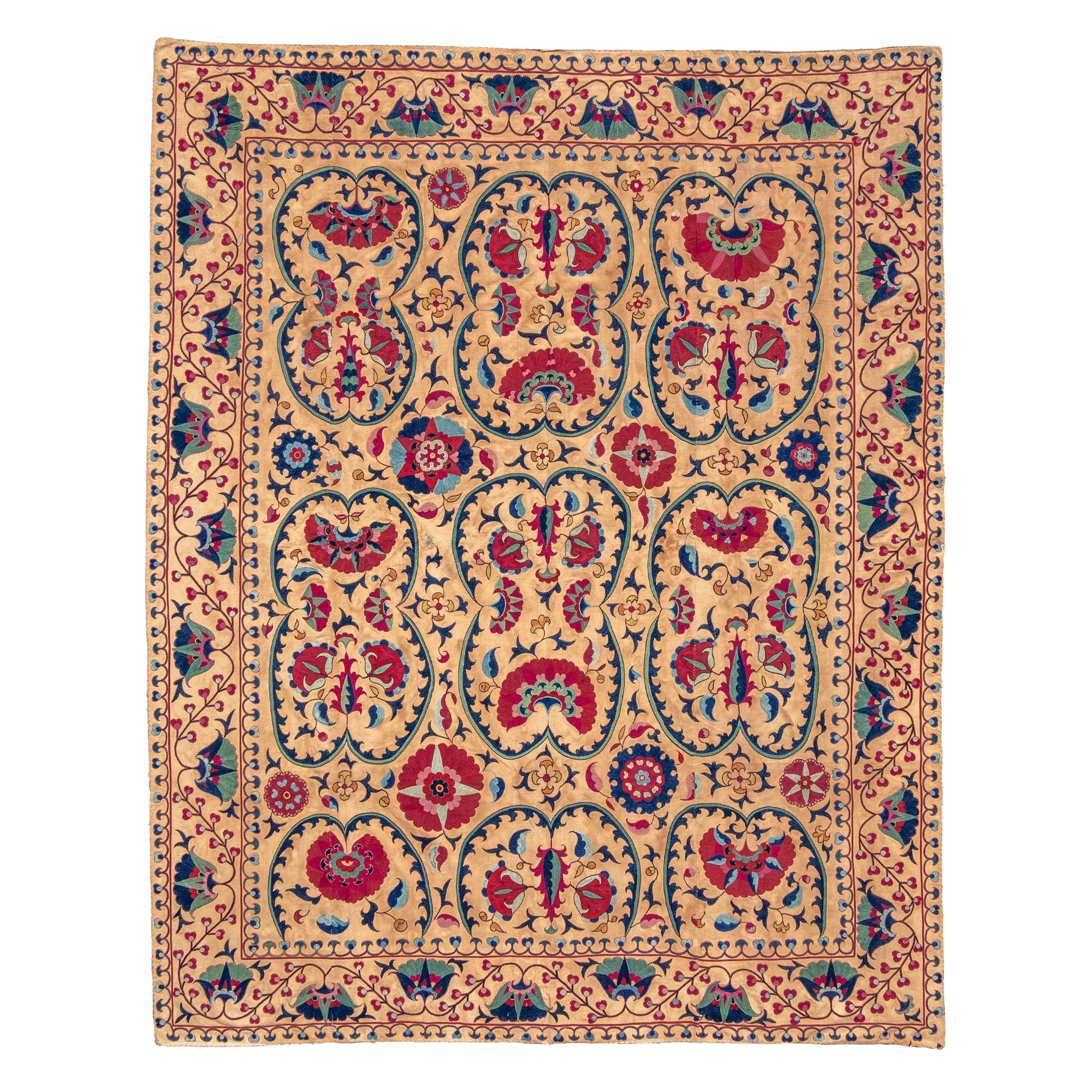 Antique Suzani Embroidered Cover, 19th Century