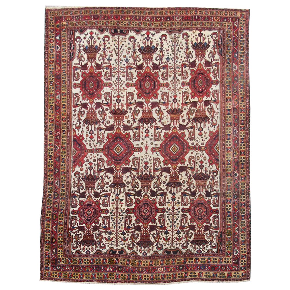 Antique Large Oversized Persian Bakhtiari Rug, Early 20th Century For Sale