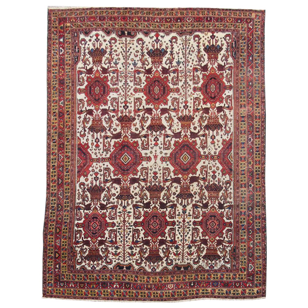 Antique Large Oversized Persian Bakhtiari Rug, Early 20th Century