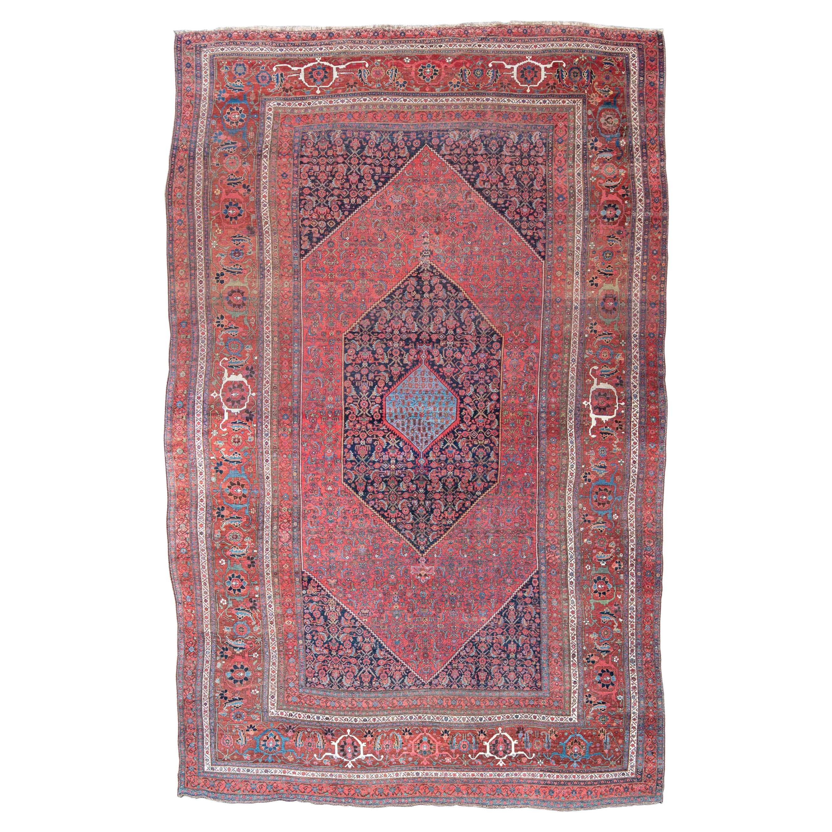 Large Antique Persian Bidjar Carpet, Late 19th Century For Sale