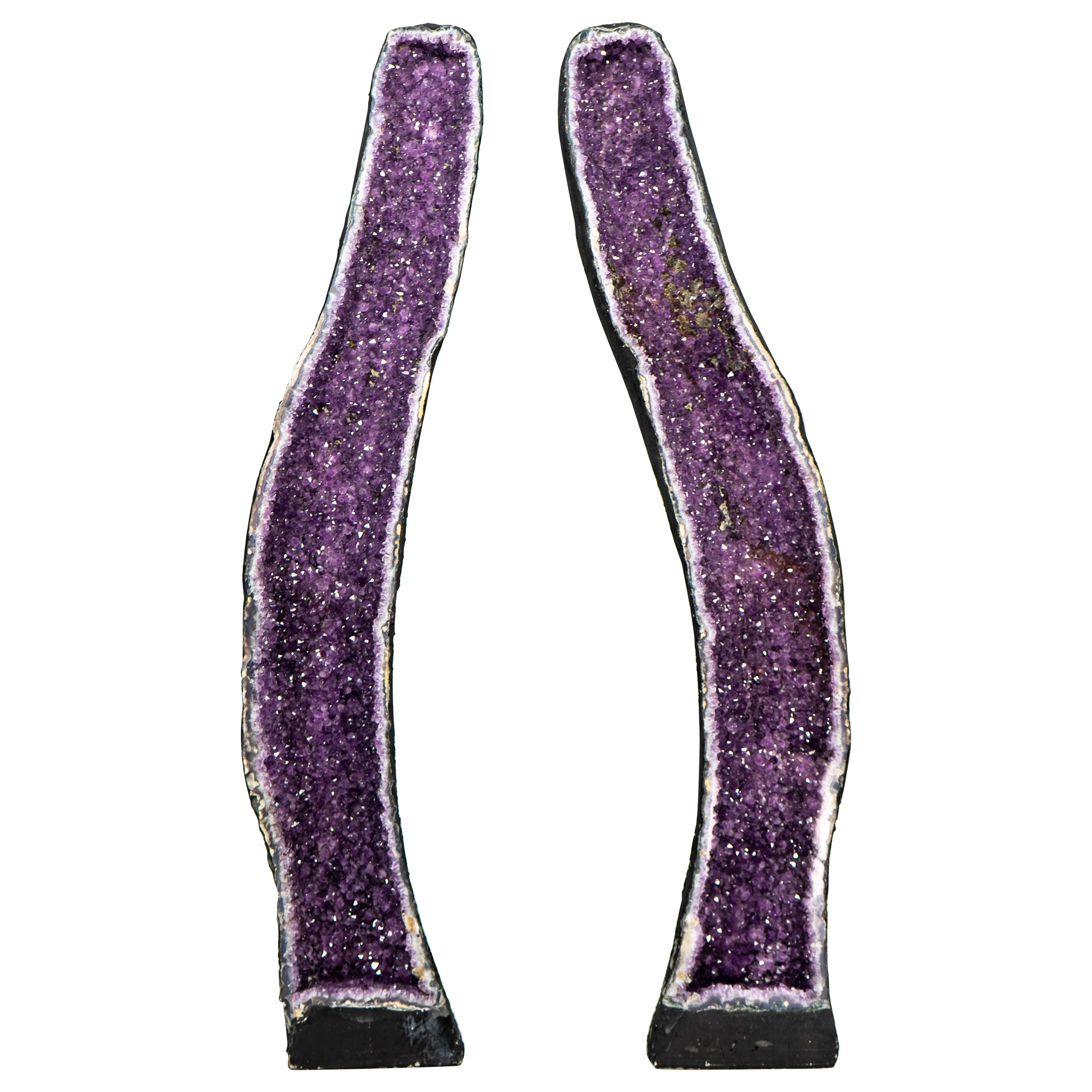 Pair of Purple, X-Tall Amethyst Geode Cathedrals Formed in Archway For Sale