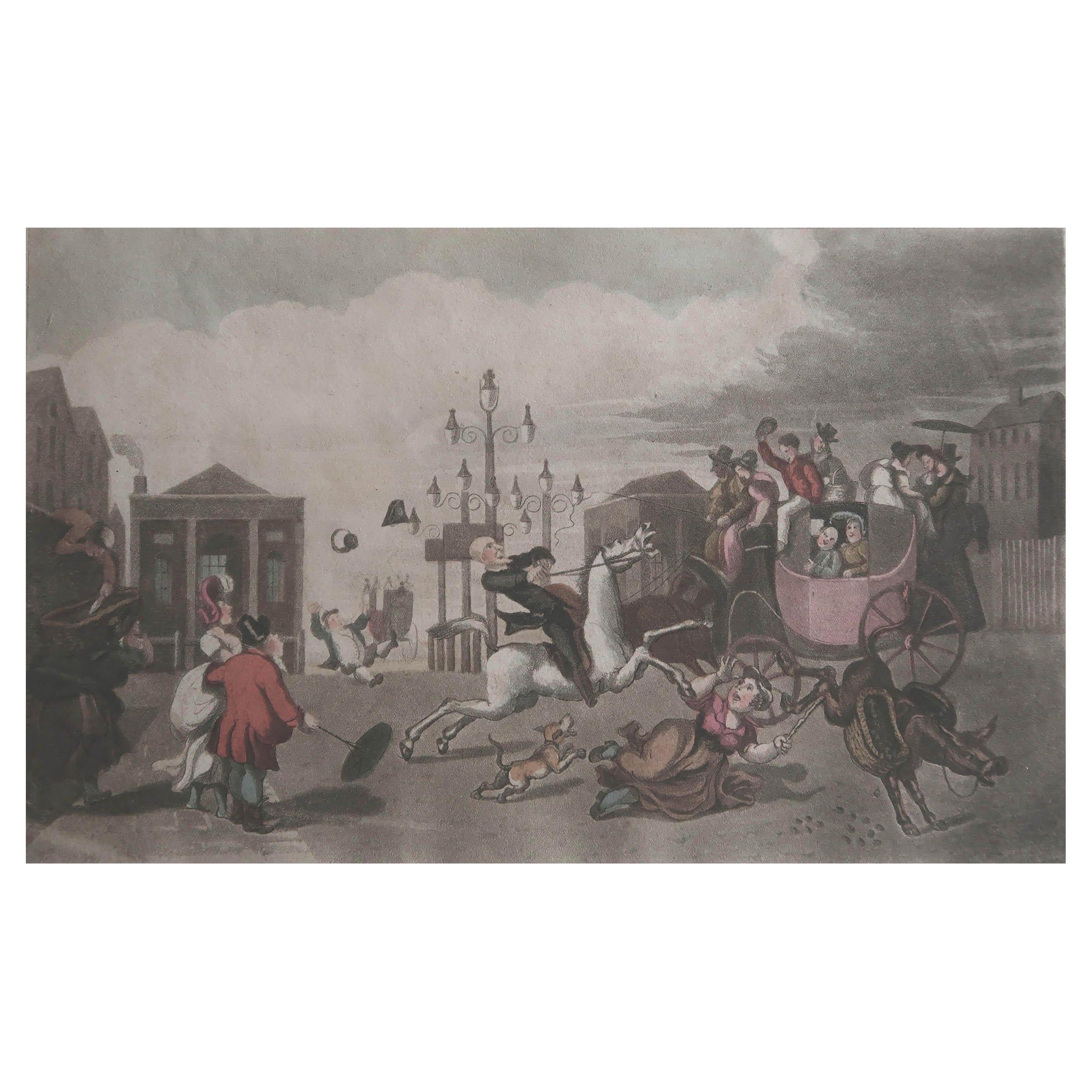 Original Antiker Druck nach Thomas Rowlandson, Kauf eines Blindenpferdes, 1821 im Angebot