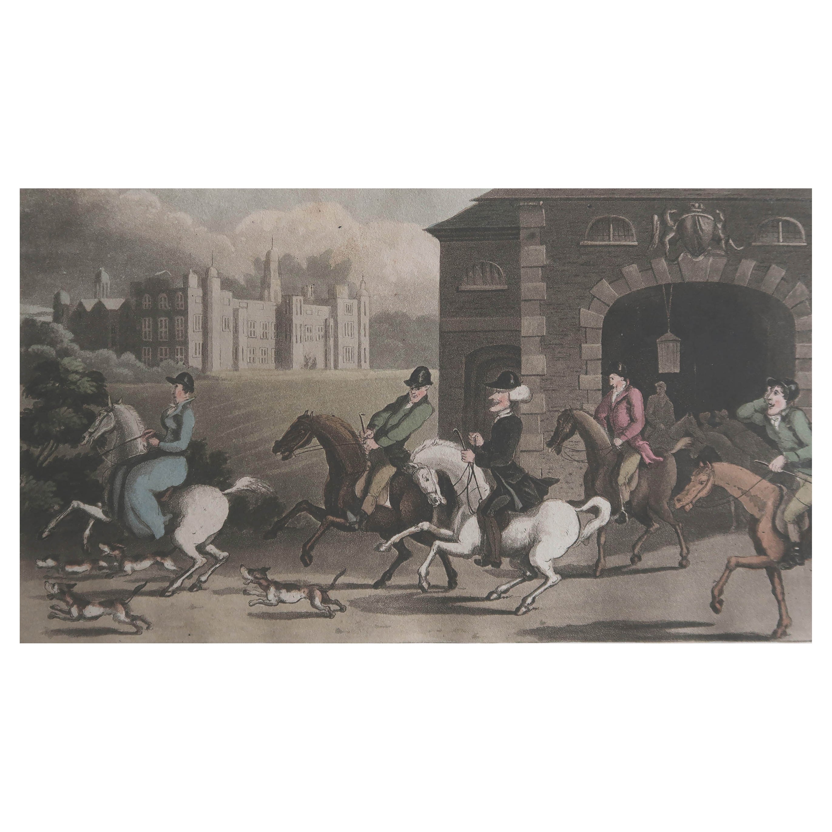 Antiker Druck nach Thomas Rowlandson, Noble Hunting Party, 1821