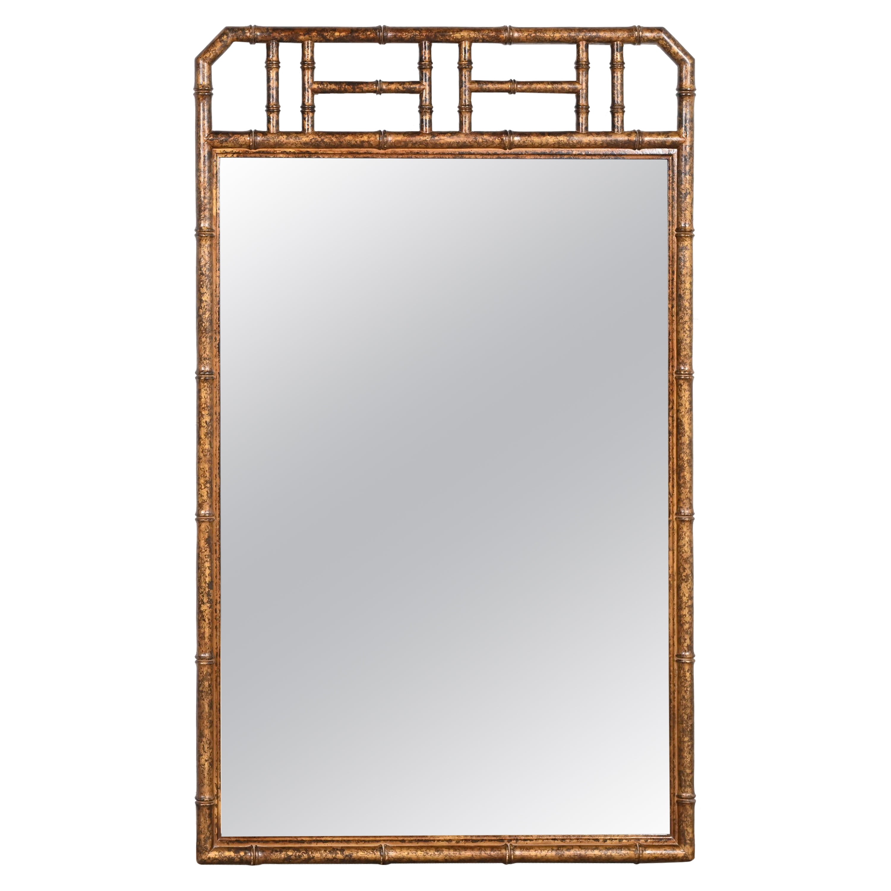 Drexel Heritage Chinoiserie Faux Bamboo Wall Mirror in Faux Tortoise Finish
