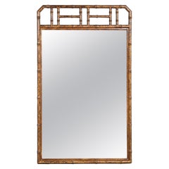 Vintage Drexel Heritage Chinoiserie Faux Bamboo Wall Mirror in Faux Tortoise Finish