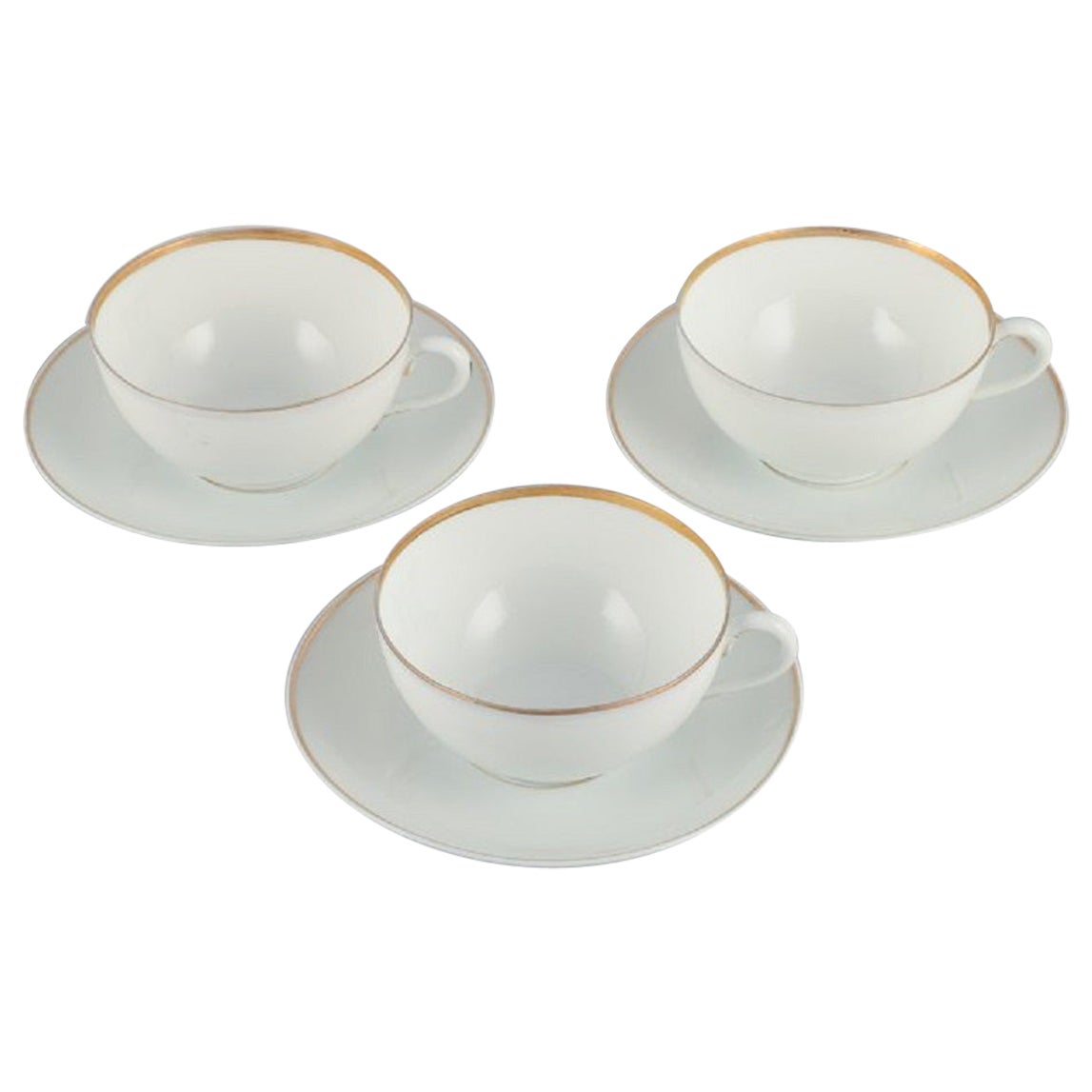 Rosenthal, Germany, Set of Three Large Teacups and Matching Porcelain Saucers For Sale