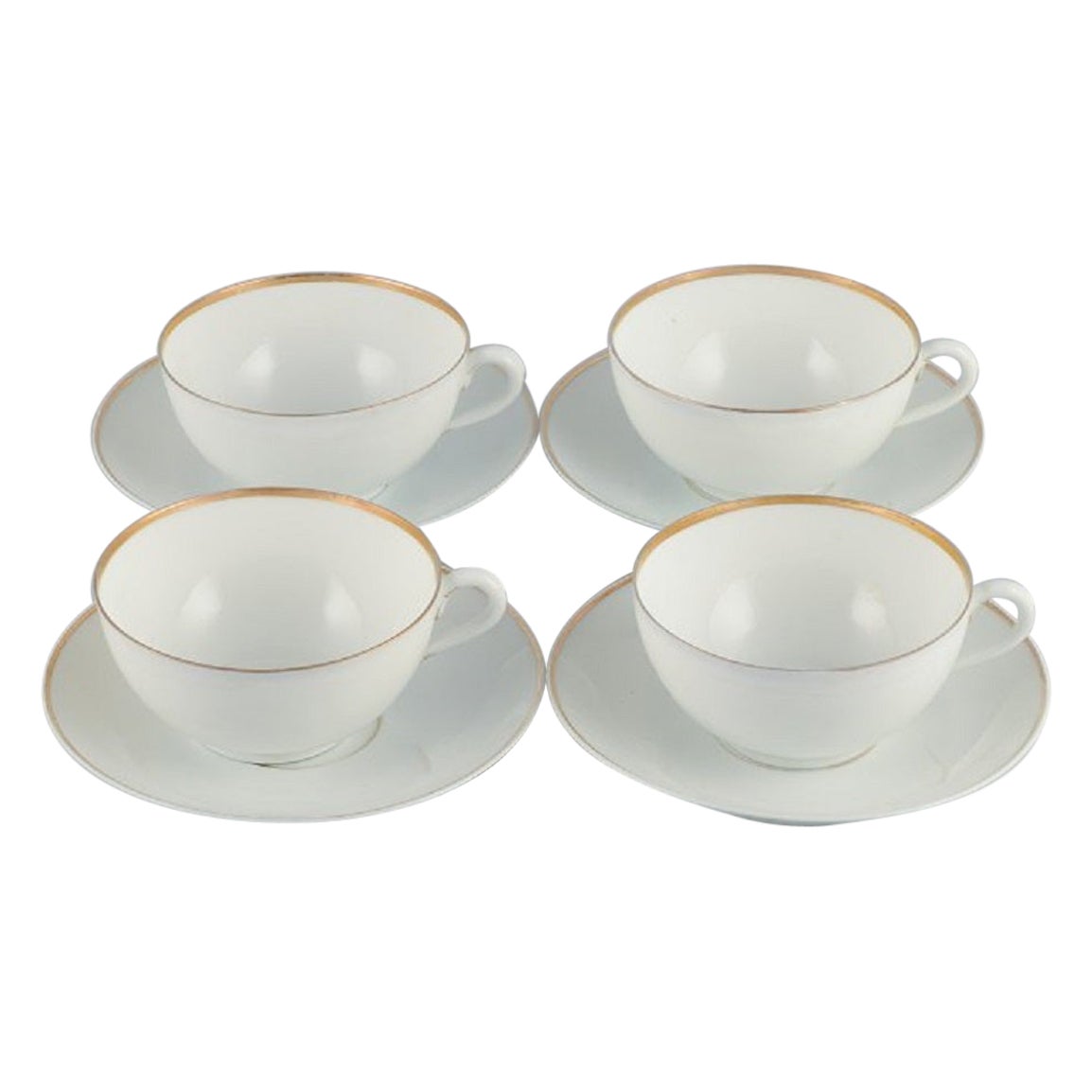 Rosenthal, Germany, a Set of Four Large Teacups and Matching Porcelain Saucers For Sale