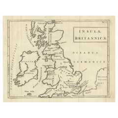 Carte ancienne des îles britanniques avec murs, habitations et autres caractéristiques