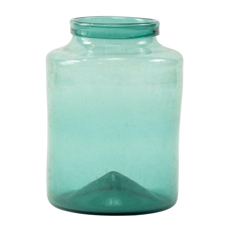 Large Hand Blown Antique Glass Jar For Sale at 1stDibs
