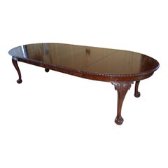English Chippendale Style Early 20th Century Banquet Table Two Leaves