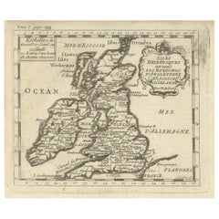 Antique Attractive Small Map of the British Isles with Decorative Cartouche