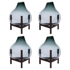 4er-Set runde quadratische graue dreieckige Vase von Studio Thier & van Daalen