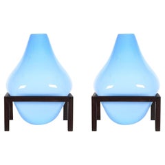 Set of 2 Round Square Blue Bubble Vase by Studio Thier & Van Daalen