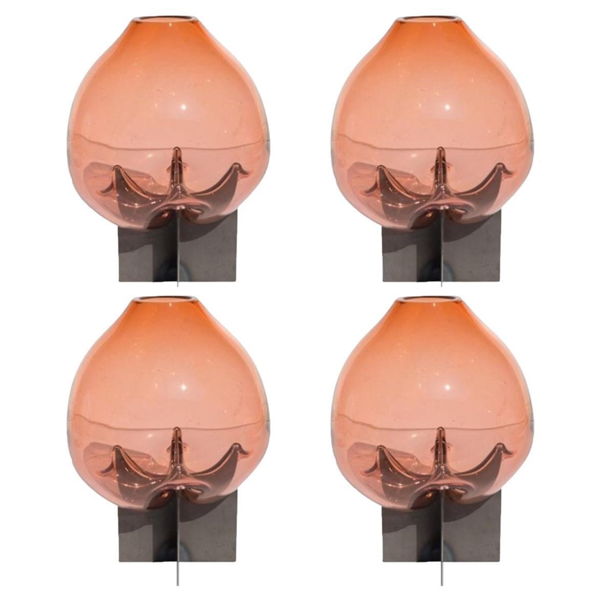 Set of 4 Pink Pierced Table Vase by Studio Thier & Van Daalen For Sale