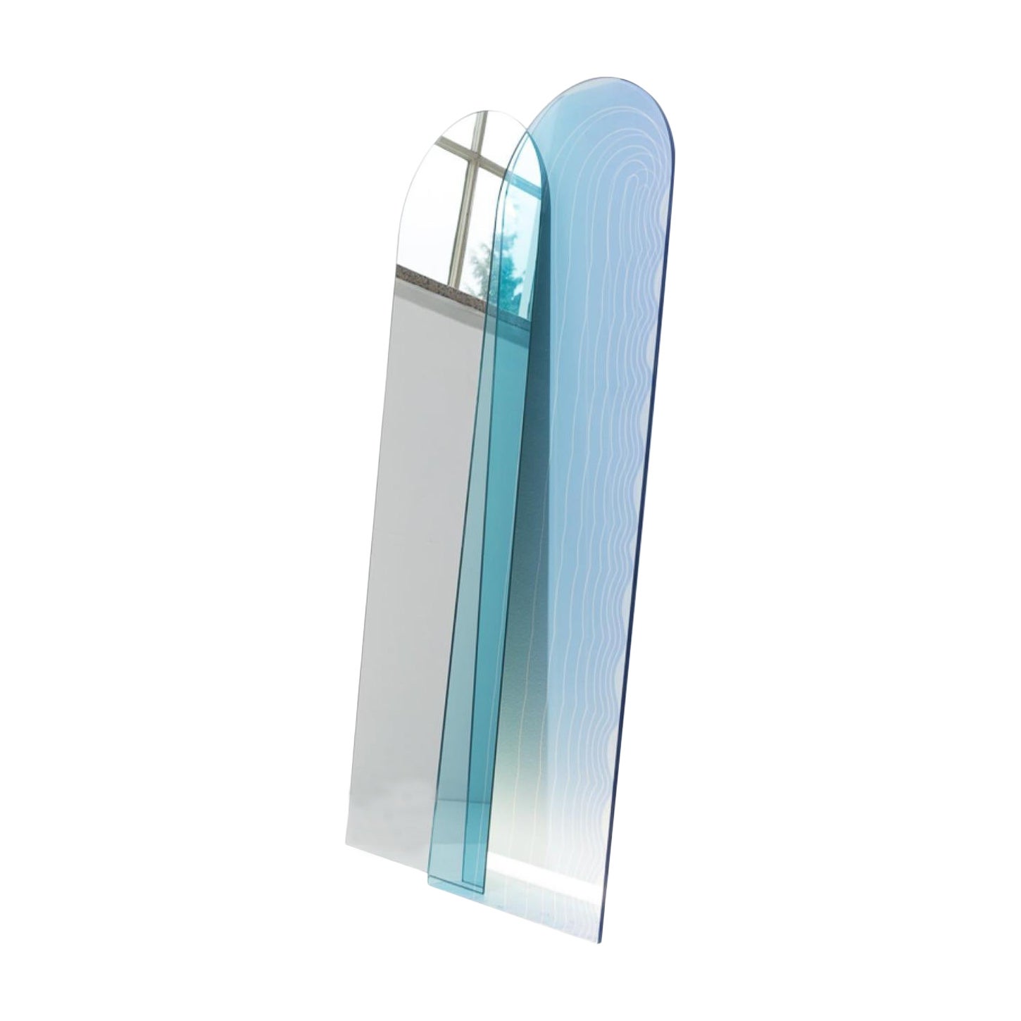 Set of Wave Infinity Glass Panel and Mirror by Studio Thier & Van Daalen For Sale