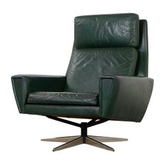 Danish Leather & Chrome Swivel Chair
