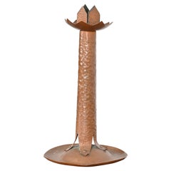 Used Stickley Style Arts & Crafts Hammered Copper Candlestick, circa 1900