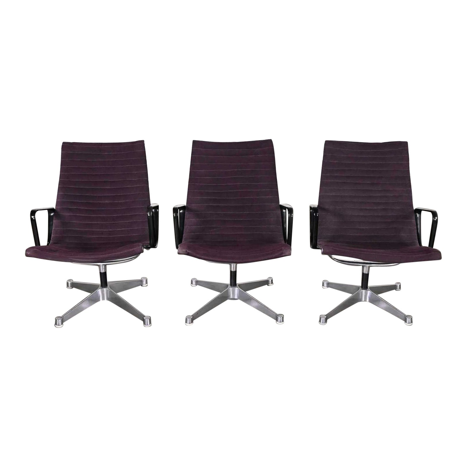 MCM Charles & Ray Eames for Herman Miller Aluminum Group High Back Chairs Set 3 For Sale