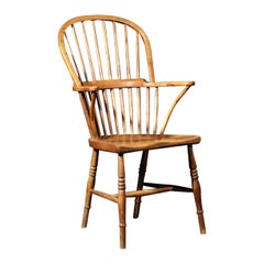 Used 19th Century English West Country Stick Back Windsor Chair, Elm and Yew Wood