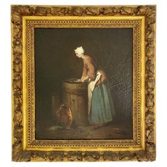 Framed Oil Painting in the 18th Century Gendre Style 