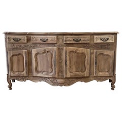 Vintage French Style European Sideboard Buffet in Natural Bleached Wood Finish