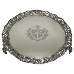 Extremely Fine George III Sterling Silver Rococo Salver. Hallmarked London, 1766
