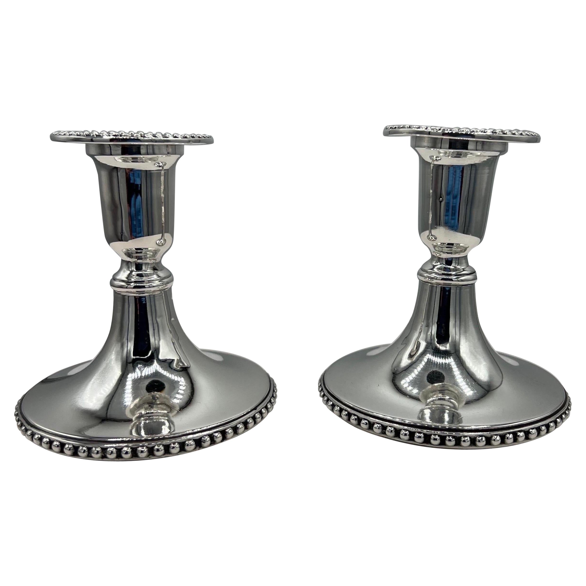Pair of Portuguese Sterling Silver Candle Sticks