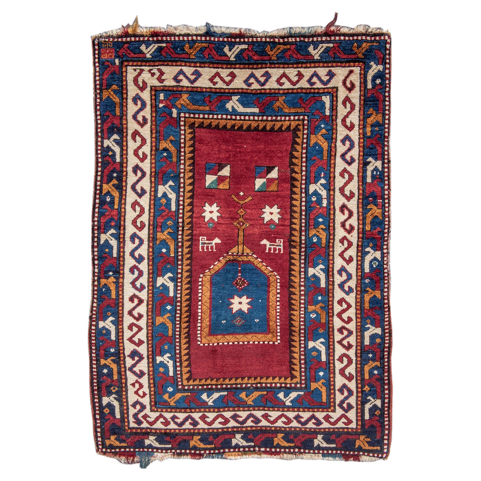 Ancien tapis de prière Kazak Fachralo, vers 1900