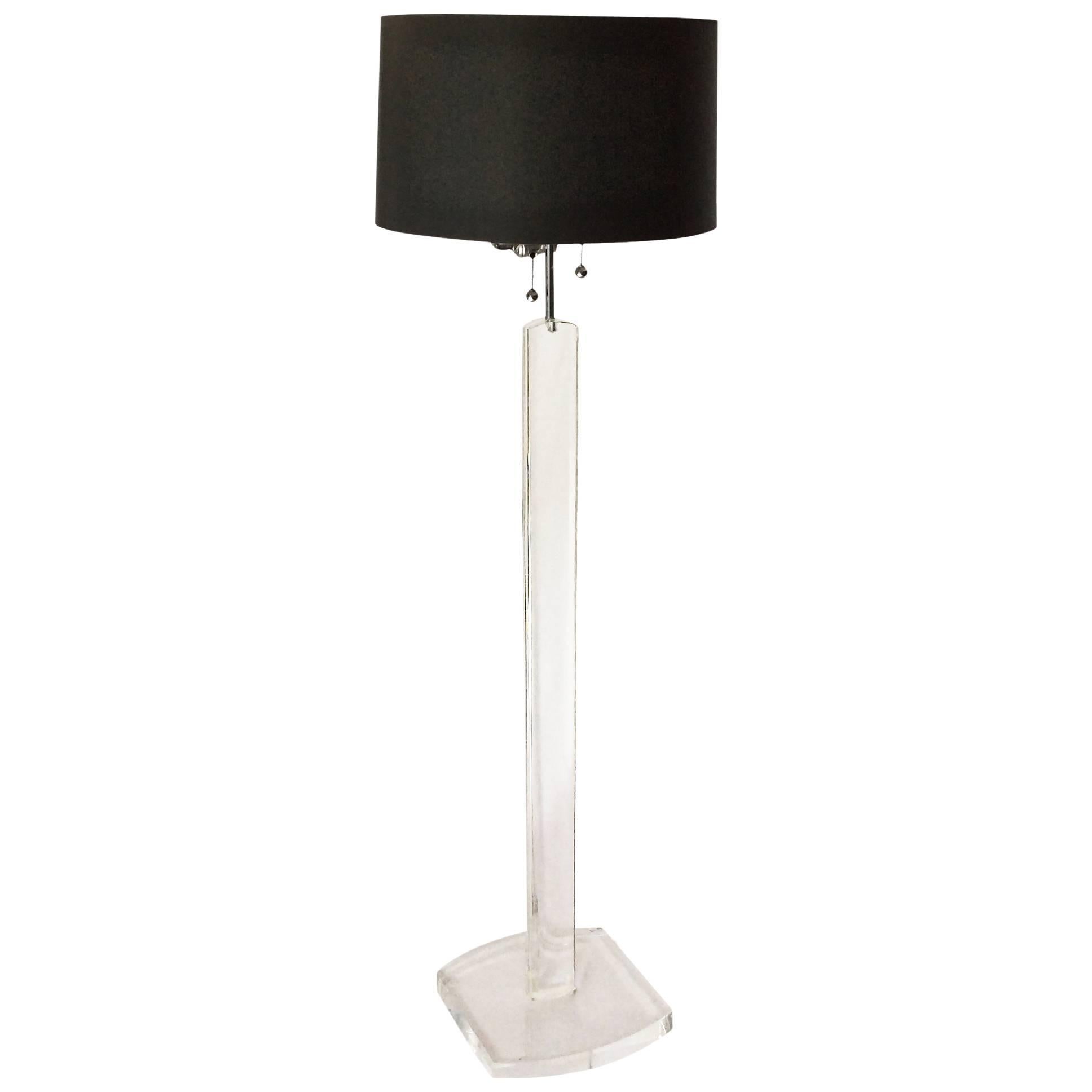 Lucite Standing Floor Lamp, Stamped Les Prismatiques For Sale