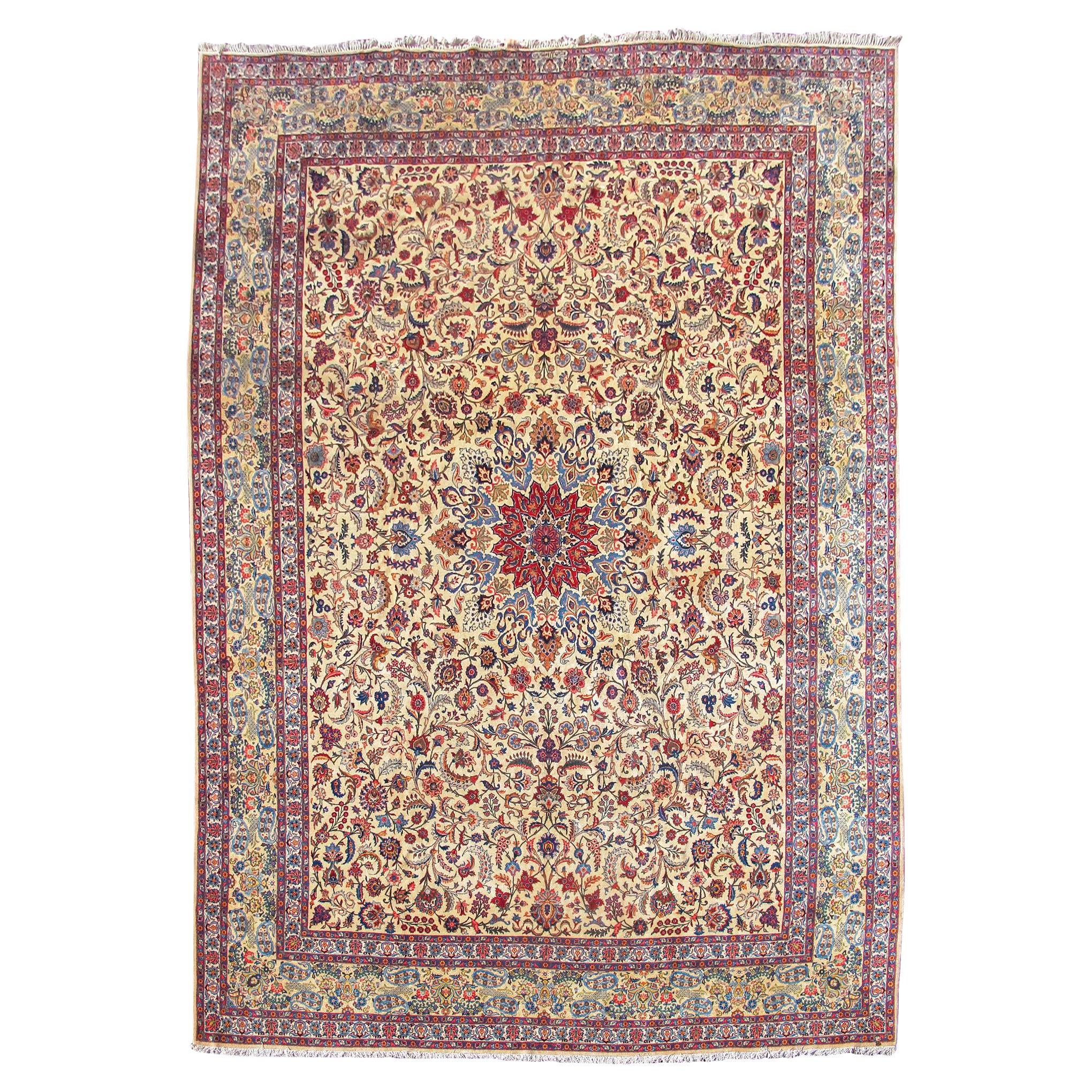 Antique Large Persian Kashan Carpet, Mid-20th Century For Sale