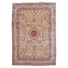 Grand tapis persan de Kashan ancien, milieu du 20e siècle