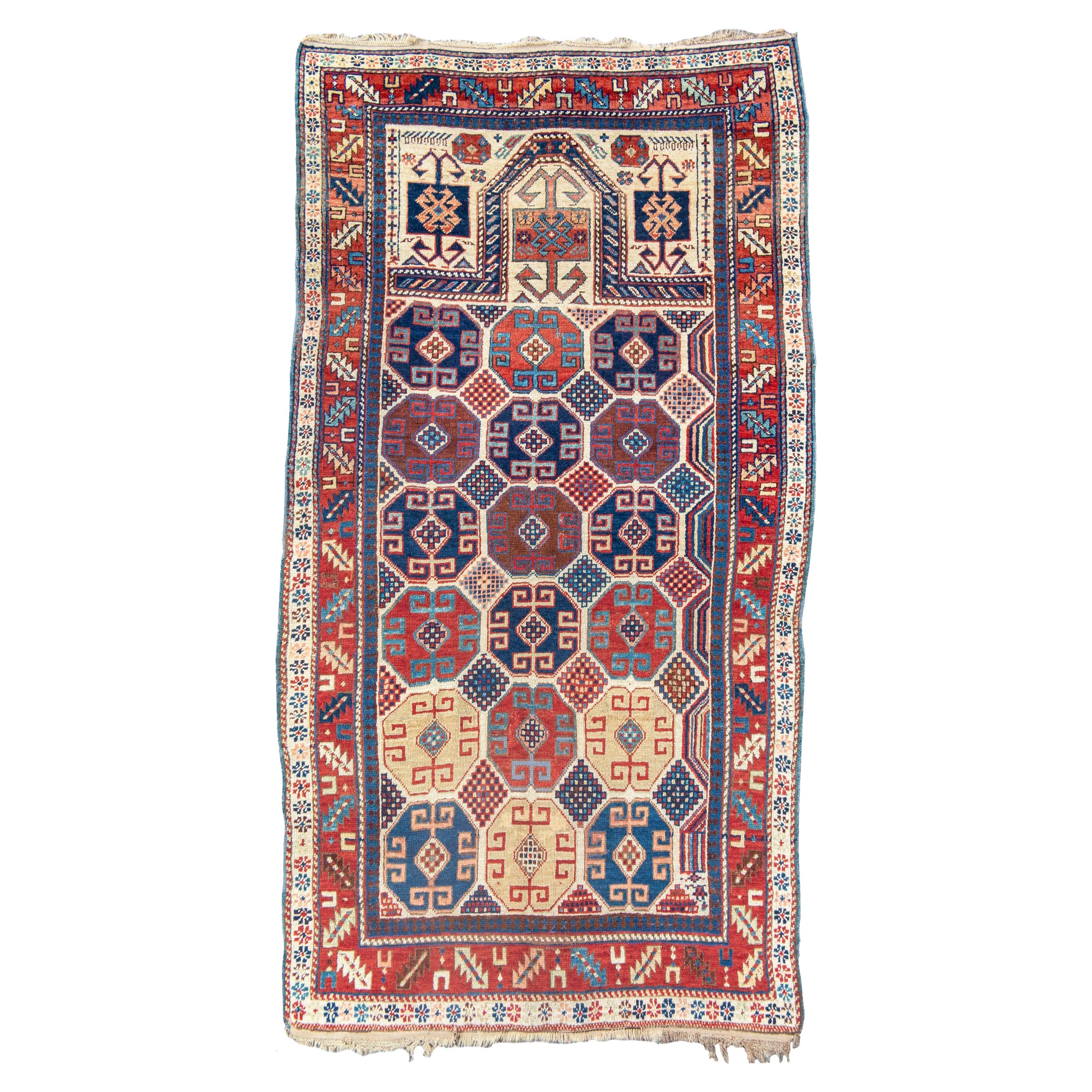 Exceptionnel tapis de prière Moghan ancien, 19ème siècle