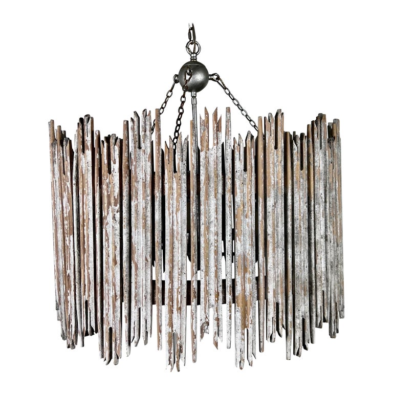 Midcentury Wood Painted Light Fixture For Sale at 1stDibs