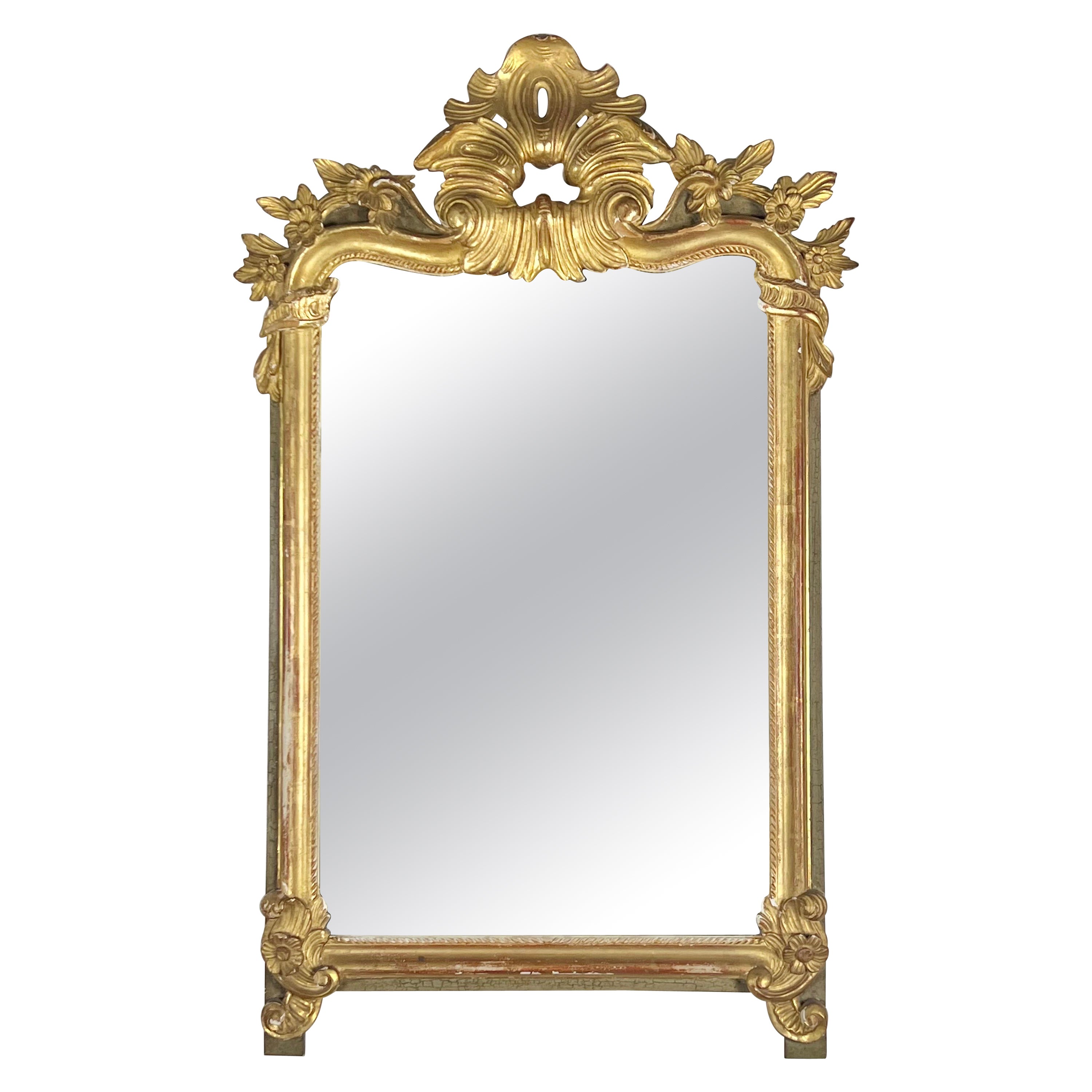 Miroir en bois doré français du 19e siècle 