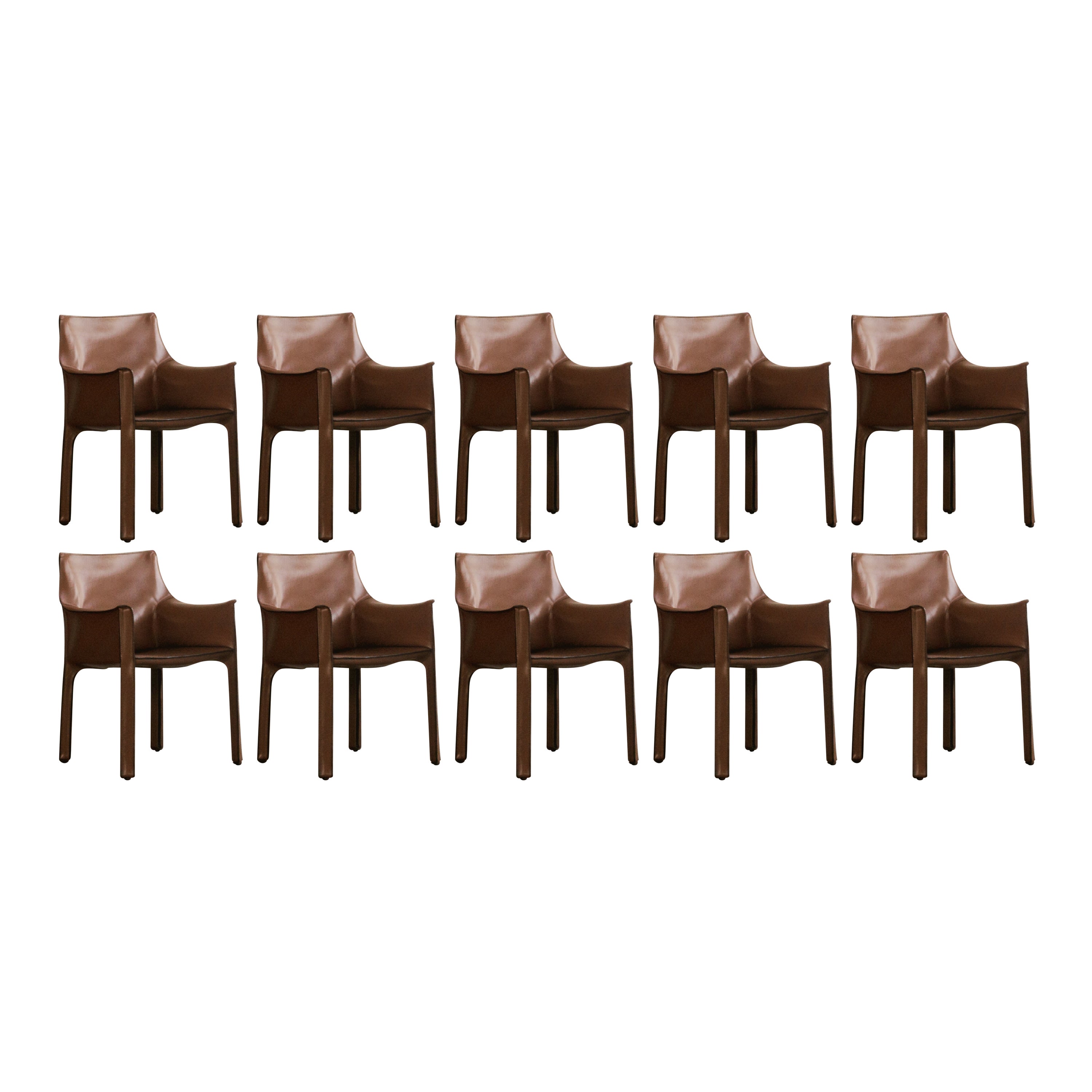 Mario Bellini 413 "CAB" Chairs for Cassina, 1977, Set of 10