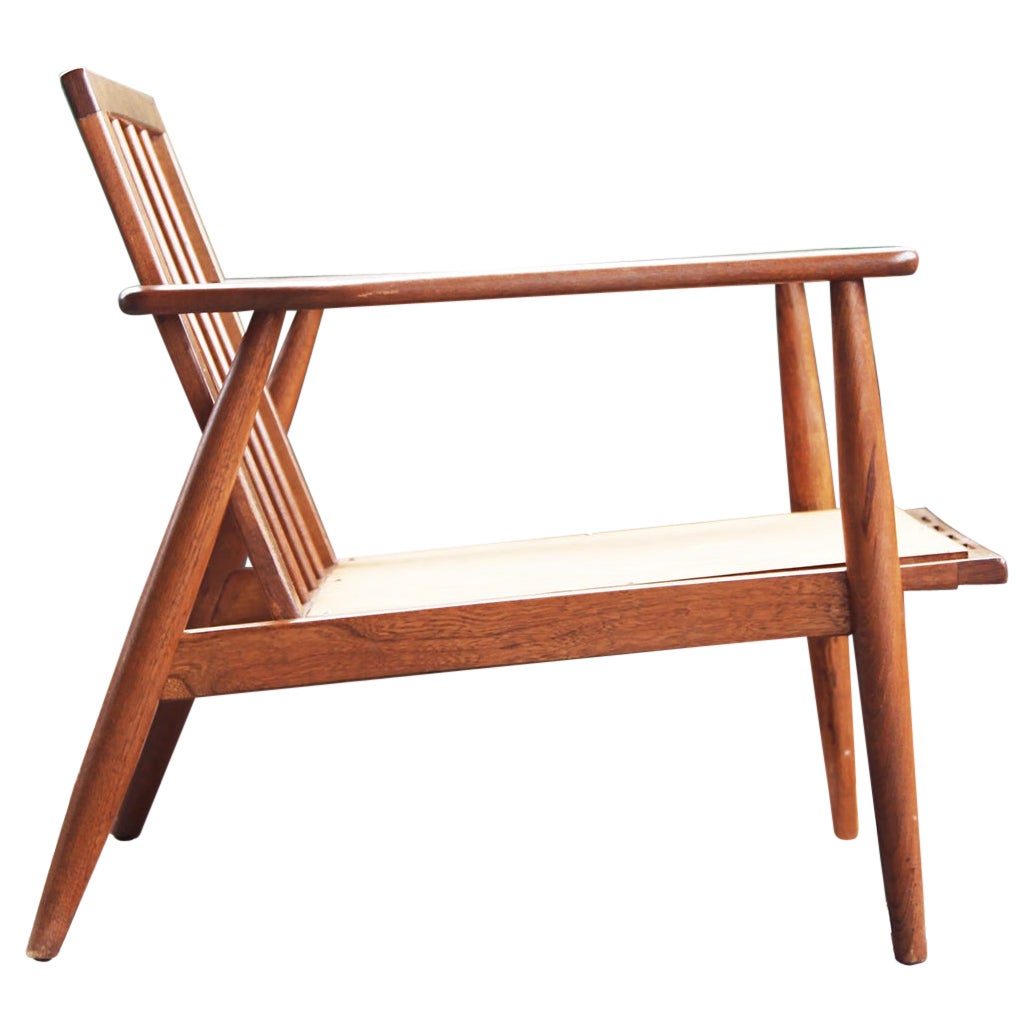 Fab Sculptural Midcentury Danish Style Walnut Lounge Chair Frame For Sale