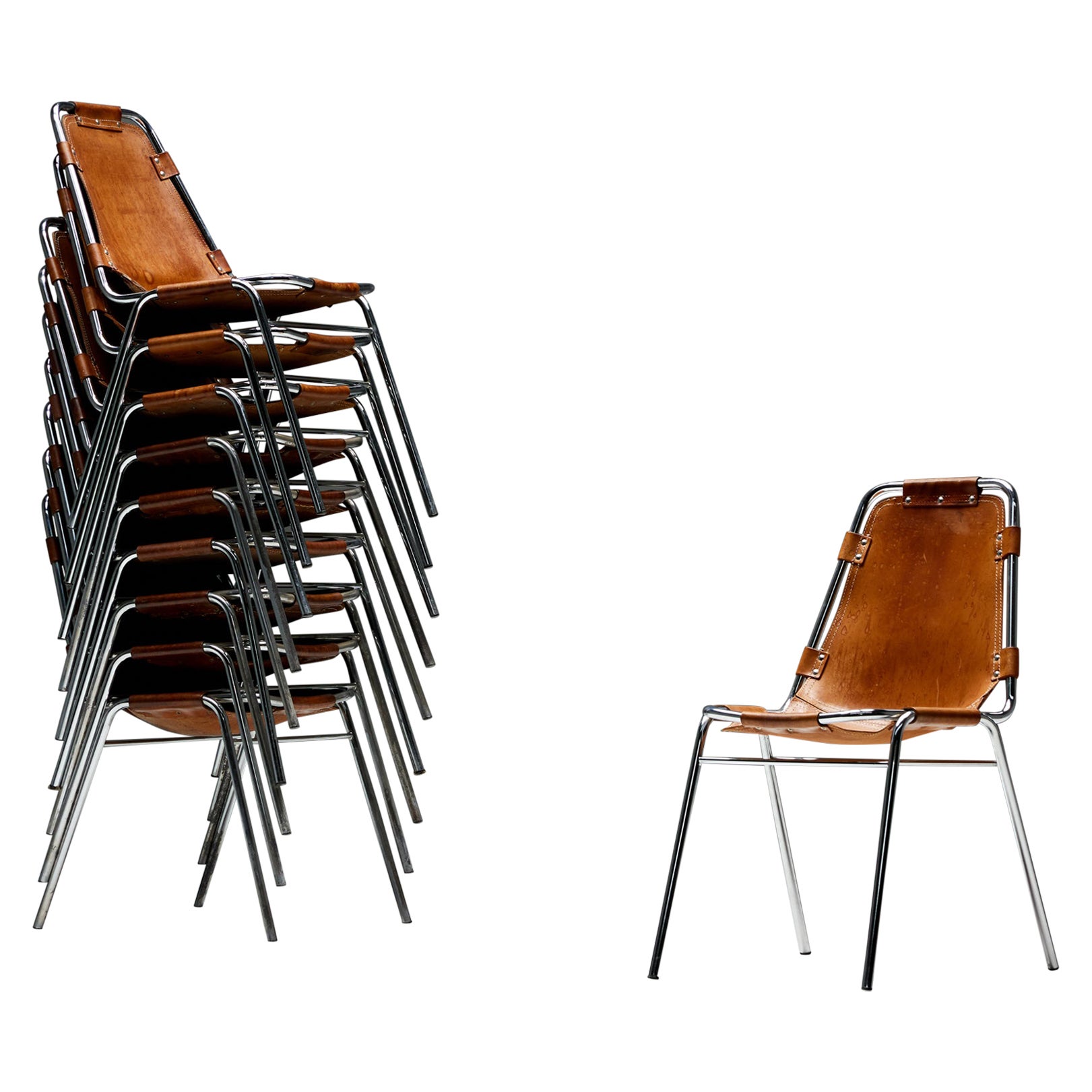 Dal Vera 'Les Arcs' Chairs Selected by Charlotte Perriand, France, 1970s