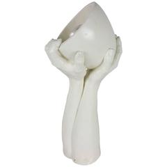 Rare Surrealist "Hands" Table Lamp by Richard Etts, 1974 Signed