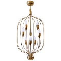 Exceptional Mid-Century Modern Nine-Flamed Chandelier or Pendant Lamp 1950s